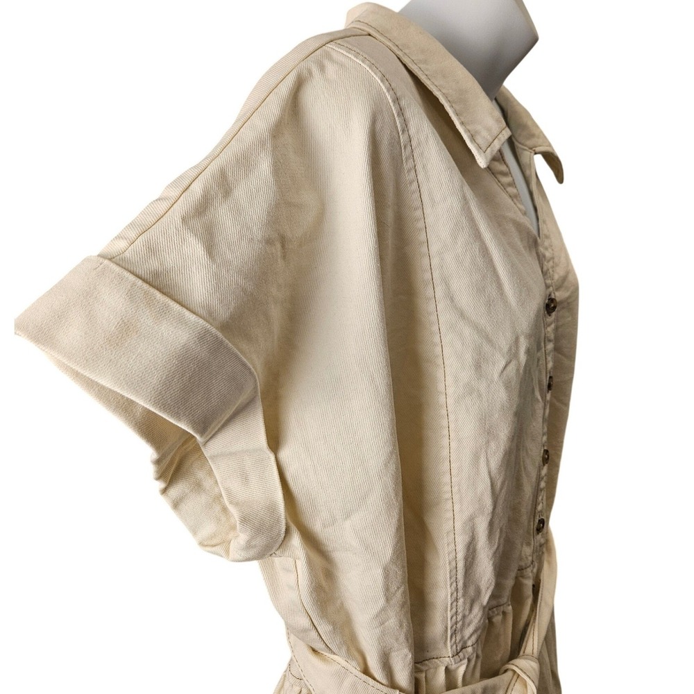 Universal Thread Midi Dress Womens 3X Cream NWT Utility Button Down Belted - Picture 2 of 5
